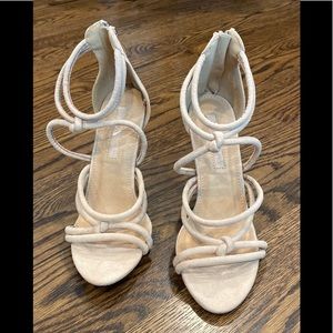 Liliana High Heel Faux Suede Strappy Sandal. New. Back zip. Size 7M